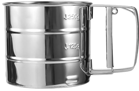 Stainless Steel Baking Strainer, Flour Sifter, Powdered Sugar Sieve, One-Handed Flour Sifter, Spice Strainer, Flour, Rice, Grain, Bean