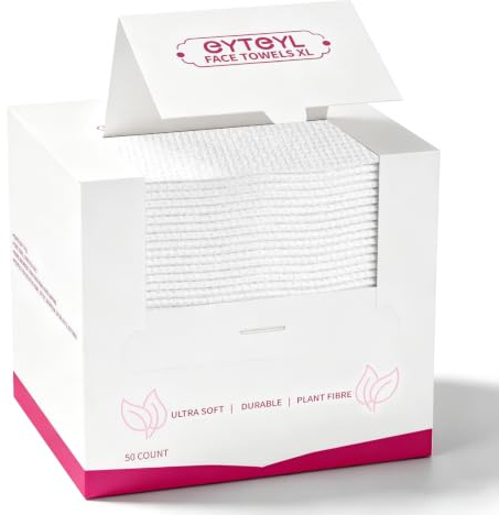 Engångs ansiktshandduk XL 50 Count, 25 x 30 cm ansiktshanddukar, tygnäsdukar, ansiktshandduk kompatibel med ren hud, sminkborttagningsduk och ansiktstvätt torra servetter (EF-mönster)