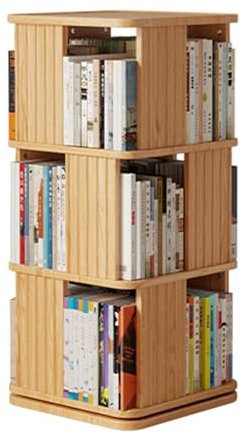 Drehbares Bücherregal aus Holz, 3-stöckig, Ausstellungsregal für kleine Räume, schmale offene Ecke, Bücherregal, Organizer für Schlafzimmer und Wohnzimmer, Größe 45 x 45 x 90 cm