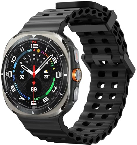 Songsier Kompatibelt med Galaxy Watch Ultra 47 mm, mjukt och andningsbart sportband i silikon, vattentätt ersättningsarmband för Galaxy Watch Ultra-tillbehör 47 mm, svart, 47 mm, modernt