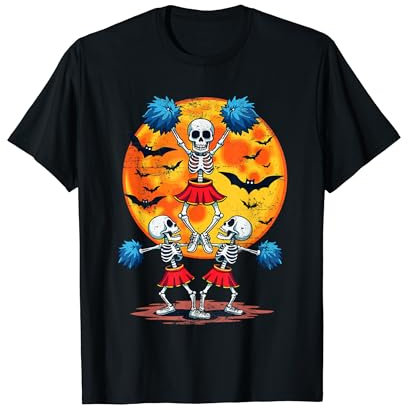 Cheerleading Skelett Halloween Lustiges Cheer Skelett Kostüm T-Shirt