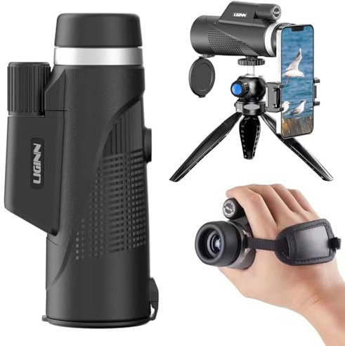 Sevitini Monocular, Monocular Telescope, für Erwachsene und Kinder, FMC BAK4 Prisma Monokular Fernglas, für sportveranstaltungen Vogelbeobachtung Reisen Jagd Konzert im Freien (Mattschwarz, L)