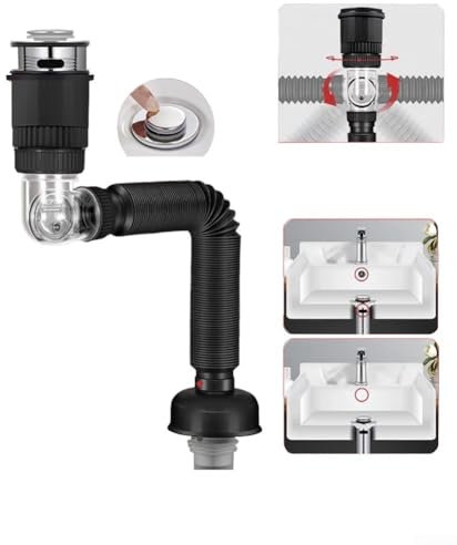Solution hygiénique pour votre maison - Tuyau de vidange extensible pour évier de salle de bain équipé de capacités de désodorisation (noir A)