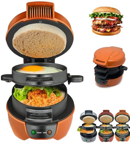 Electric Egg Sandwich Machine - Make Perfect Breakfast Sandwiches at Home with Non-stick Cooking Plates, Egg Cooker Ring, Easy Clean Up