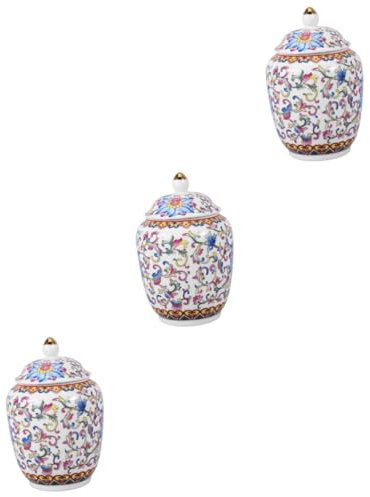 Cabilock 4 Pièces Pot En Céramique Émaillé De Biscuits Bouteille De Fleurs En Porcelaine Pot à Thé Ancien Pot De Sucre Petit Pot à Biscuits Boîte Alimentaire En Porcelaine Pot De Café