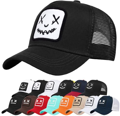 Enwokran Baseballkappe Herren Quirky Bizarre Stickerei Hüte Unisex Hip Hop Trucker Caps Verstellbare Netzrückseite UV-Schutz Sport Reisen Draußen Sonnenschutz Hüte Baseball Cap