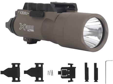 Zhongren X300 - Torcia tattica a pistola, 800 lumen, luce bianca, torcia tattica per softair, 2 modalità, luce costante/momentanea, colore: marrone chiaro