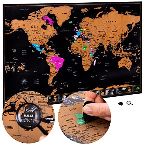 Atlas & Green Rubbel-Weltkarte, alle US-Bundesstaaten, große A2-Karte, 60 cm x 42 cm, Reisekarte, Orte, I've been Karte, Rubbel-Weltkarte, Zubehör & Geschenkröhre