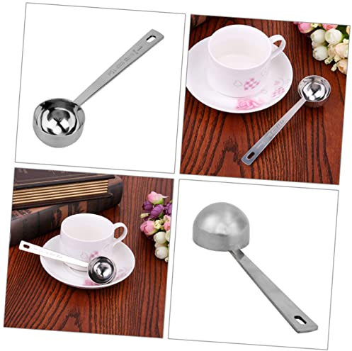TOPBATHY 2pcs Stainless Steel Coffee Spoon Scoop Measuring Spoon Long Handled for Coffee Spices Kitchen Supplies Home Use