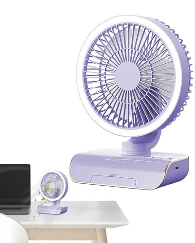 Ventilador de mesa, ventilador personal de 5 velocidades con control remoto, enfriador de aire portátil de 2000 mAh, batería recargable, ideal para viajes, oficina y uso doméstico, 7.09 x 4.13 x 9.84