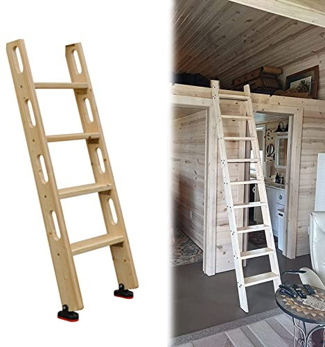 GXXINGIN Scala per Letto a Castello in Legno Naturale, scaletta per Letto a Castello Resistente per Camper - 4 gradini/5 gradini, Scala per Letto a soppalco con Piedini in Gomma (Dimensioni: 4 Gradin