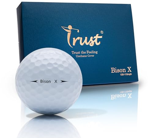 Trust Golf Balles de Golf Bison X – 3 pièces avec Coque en uréthane et Noyau réactif, pour des frappes Longues, Droites et Un arrêt précis, Alliant Distance et contrôle – Boîte de 12 balles