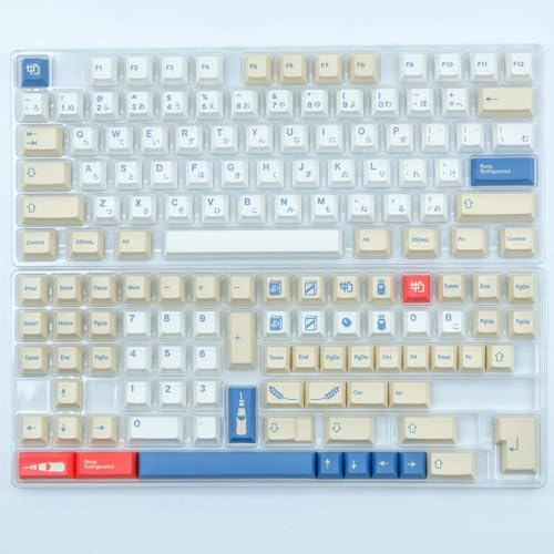 FKRTQIYN PBT Keycaps Set In Pastel Chalk Theme Compatible with MX Switch Mechanical Keyboards Compatible With ISO Layout 7U 144 Keyboards(GMK Soymilk-JA)