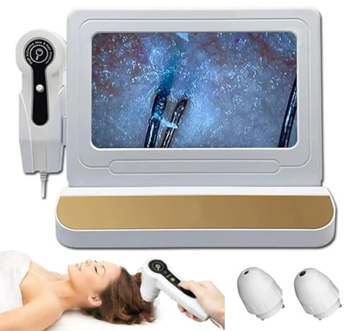 Vexorium Haut Haar Analysegerät, 11 Zoll HD LCD Bildschirm, 50X/200X Hautvergrößerung, Professionelles Follikelanalysegerät für Zuhause & Salon,Gold