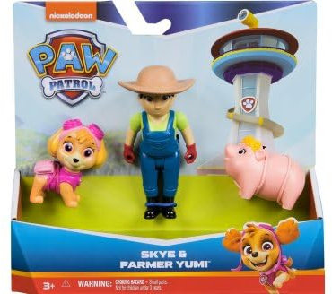 Coffret pour Pat Patrouille fermière Yumi + Cochon + Chienne Stella - Set 3 Figurines et 1 Accessoire et 1 Carte Tigre