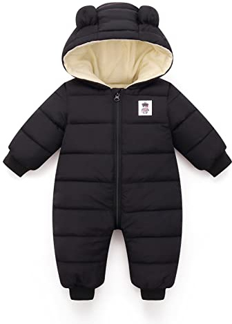 JiAmy Baby Winter Snowsuit, Girls and Boys Hooded Warm Romper, Infant Clothes Jumpsuit Newborn baby Winter Outfits for 9-12 Months