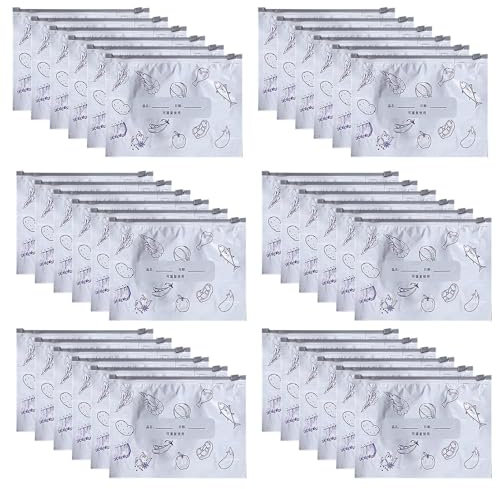 Sacs de Stockage Réutilisables pour Aliments | Sacs de Stockage Réutilisables à Fermeture Coulissante,30 Pièces Sachets Étanches Accessoires de Cuisine pour Déjeuner Légumes Céréales Fruits