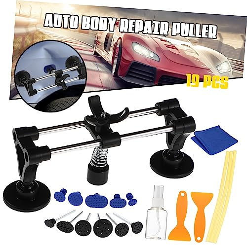 HIAKDOFT Car Dent Puller Kit Paintless Dent Removal Kit Bridge Puller 2 Scrapers Spray Bottle Cloth for Vehicle Surface Repair