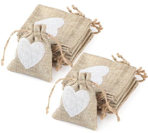 Jutesäckchen Klein Säckchen zum Befüllen 20 Stück Jutebeutel Klein Stoffbeutel mit Kordelzug Stoffsäckchen Baumwollbeutel Geschenksäckchen für Adventskalender Beutel Geburtstag Hochzeit Kinderparty