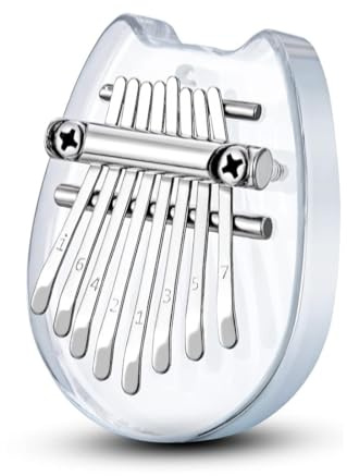 BEPSYOM 1 Pcs Super Mini Acryl-Kalimba-Daumenklavier mit Trageband, geeignet für Anfänger, Geburtstage, Weihnachten und Partys (Katzenohrform)