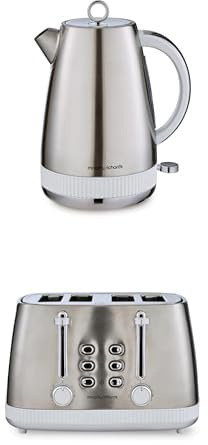 Morphy Richards Mexborough Kettle & Toaster Bundle, 1.7L, 3KW Rapid Boil Kettle & 4 Slice Toaster Set, Easy Operation, User Friendly, Matching Set, WhiteTrim, 102903 | 242903