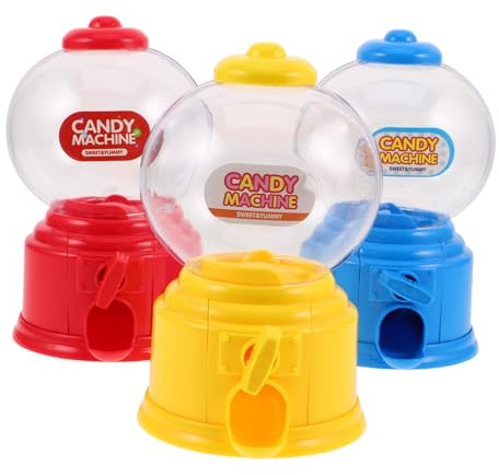TOYANDONA 3 piezas Mini Máquina Expendedora de Dispensador de Dulces Compacto para Escritorio para Fiestas Cumpleaños y Bodas Colores Rojo Azul y Amarillo