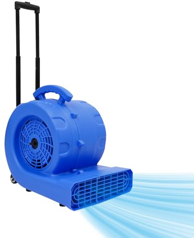 Fyssnn 750W Industrie Elektrischer Gebläse Boden Trocknungsgerät mit 3 Geschwindigkeitsstufen, Tragbarer Bodenventilator, Radiallüfter für Teppich, Fußboden Trocknung, Entfeuchtung, Lüftung (Blau)
