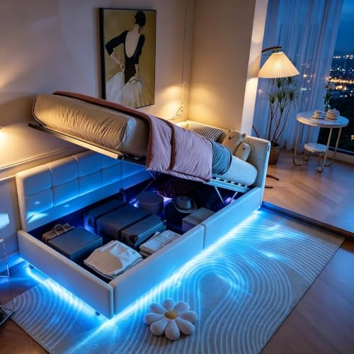 BAJKNIU Polsterbett Einzelbett Sofabett 90x200 cm,Polsterbett Kinderbett, Einzelbett, Tagesbett mit LED-Licht und USB,Jugendbett 90x200 mit stauraum, Samt, Ohne Matratze