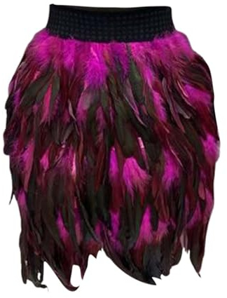 Genérico Falda de Plumas, Falda Lentejuelas Mujer, Faldas de Plumas de Pavo Real, Mini Faldas de Tul,Disfraz de Carnaval para Mujer