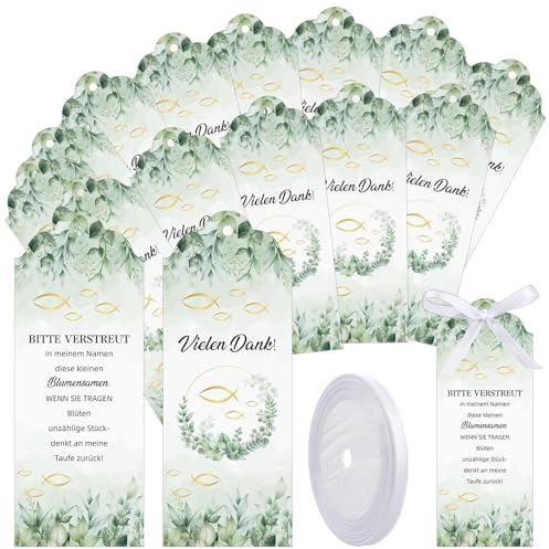 48 Stücke Taufe Geschenkanhänger Blumensamen Geschenkanhänger Gastgeschenke Taufe Tags Dankeskarten Kommunion Gastgeschenke Dankeschön Geschenk für Firmung Kommunion Konfirmation