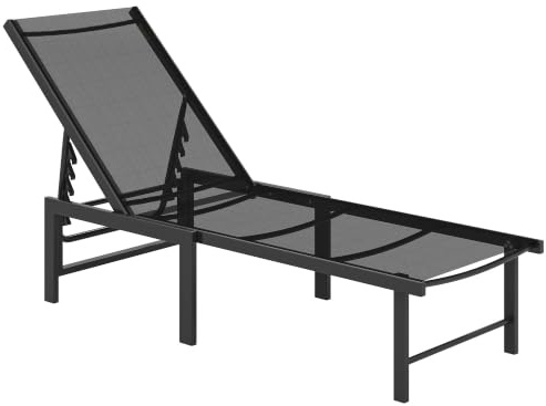 Outsunny Sonnenliege für Garten, 5-stufig verstellbare Liegestuhl, flache Gartenliege Sonnenliege mit Texteline Sitz, Stahlrahmen für Terrasse, Strand, Schwarz