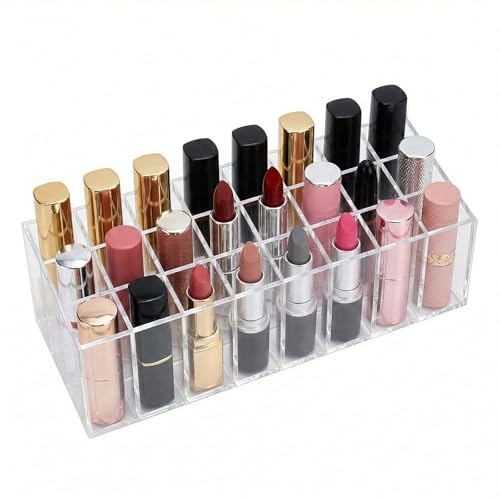 SUNNYNEST Lipstick Organizer With 24 Slots Acrylic Storage Case | for Lip Gloss Balm Eyeliners Clear Display Holder