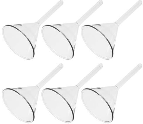 LIGIGWASH 6 Piezas Embudo Triangular de Vidrio de Laboratorio de 30 Ml, Resistente a Solventes, Vertido Controlado, Vástago Corto para Uso Escolar y Transferencia de Líquidos