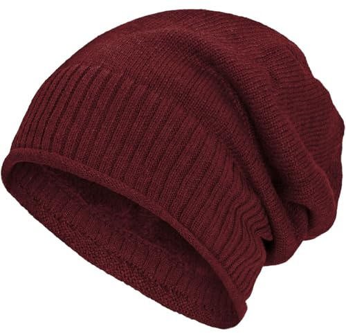 Compagno gefütterte Wintermütze für Herren und Damen Mütze Beanie Haube Einheitsgröße Strickmütze