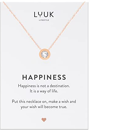 LUUK LIFESTYLE Damen Halskette mit Anhänger, Edelstahl, 50cm verstellbar, wasserfest, Geschenk für Freundin, Mutter, Frau, Schwester, Glücksbringer, Silber|Gold|Roségold