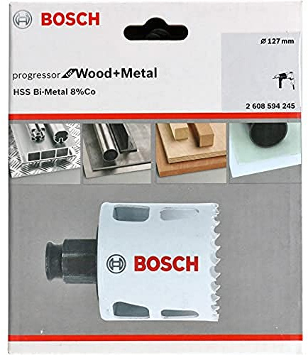 BOSCH Bimetall-Lochsäge (für Holz und Metalle, 8% Kobaltlegierung, progressive Zahnausführung, Ø 127 mm, Zubehör Bohrmaschinen)