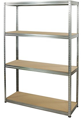 Metallregal Steck- Werkstatt- Lager- Schwerlastregal HELIOS HxBxT 180x120x35 cm VERZINKT oder viele FARBEN Tragkraft bis 400 Kg je Boden (HxBxT: 180x120x35cm, 4 Böden, 175 kg pro Boden, verzinkt)
