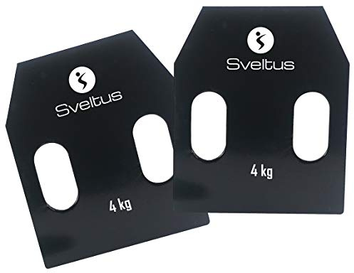 sveltus 1799-3 Stahlplatten mit Griffen, 4 kg X 2 , Erwachsene, Unisex, Schwarz, One Size