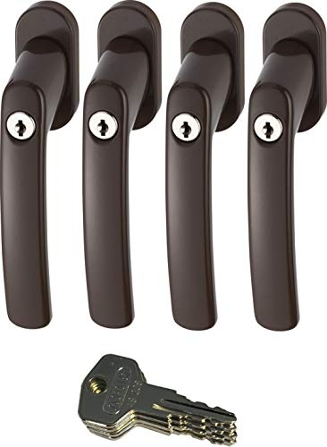 ABUS FG200 B SB abschließbarer Fenstergriff, braun im Set 4 Stück