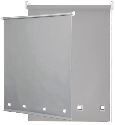 Funky Gadgets Square Eyelet Light Filtering Roller Blinds -Window Shades Easy Fit Polyester Fabric Daylight Trimmable Roller Blind- Child Safe Metal Tube with Fittings (W60 x L165cm, Light Grey)