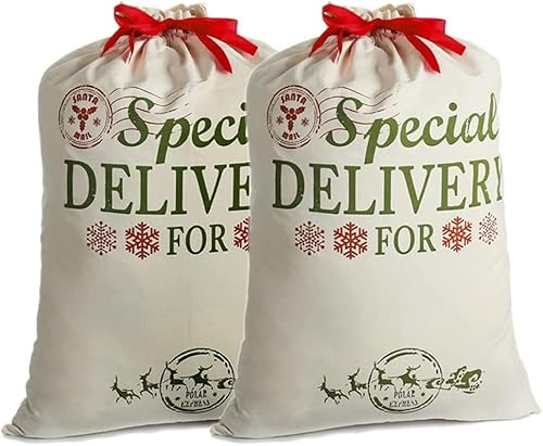 2 pack Weihnachtssack Extra Groß Weihnachtsmann Sack 39.4 X 27.6 Santa Sack Weihnachten Tasche für Xmas Strümpfe Geschenk für Kinder