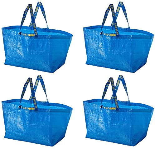 I-K-E-A Frakta Shopping Bag Large Blue (Set of 4) Grocery Laundry Tote Bag