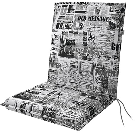 Doppler Auflage für Niederlehner Spot Print schwarz I Gartenstuhl-Polster 100x48x5cm aus Baumwolle & Polyester I Sitzauflage weich & bequem I Sitzkissen zum Festbinden an Gartenstuhl