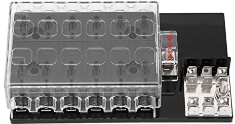 12-Wege Kfz-Flachsicherungskasten 12-36VDC Wasserdichtes ABS-Gehäuse Kfz-Flachsicherungsblockhalter für Kfz-Autoboote Wohnmobile