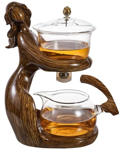 Zurucily Kungfu tekanna i glas tebryggare med infusionsenhet halvautomatisk tesats med 6 små koppar