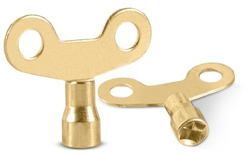 Radiator Key Bleed Key UK - Pack of 2 Old UK Radiator Bleed Key with Square 6mm Opening for Valve Air Venting - Best Fit for Old Style Radiator Bleed Valve Key Easy to Handle | Solid Brass