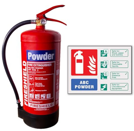 6kg Powder Fire Extinguisher W/Landscape Powder Self Adhesive Fire Extinguisher Sign - FireShield