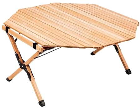 UTOQIA Klapptisch Campingtisch Klappbar Tragbarer, Zusammenklappbarer Reise-Campingtisch Aus Holz, Achteckiger Rolltisch, Picknicktisch Camping Tisch Faltbar