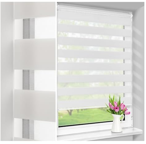Zebrarollo doppelrollo Sonnenschutzrollo,Doppelrollo Duo Rollo ohne Bohren,Rollos für Fenster und Tür,lichtdurchlässig und verdunkelnd,für Zuhause, Büro, Schlafzimmer (Size : W145xH180cm/W57.08xH70.