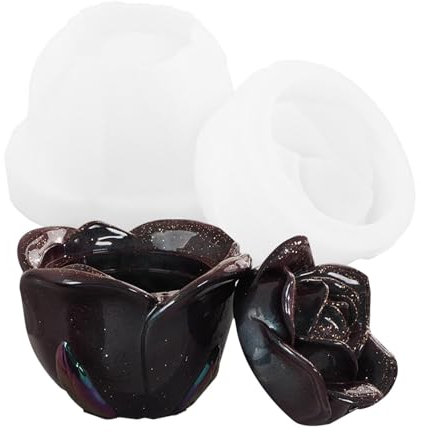 Molde De Caja De Resina De, Flor Candelabro Molde Resina Candle Holder Mold, Molde De Caja De Baratijas Epoxi,Caja De Almacenamiento De Resina De Silicona